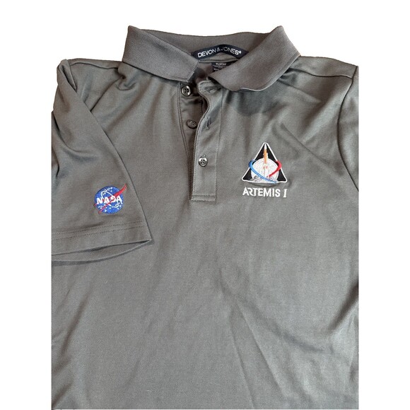 NASA Artemis 1 Men’s Polo Shirt Size Medium Employee Staff Authentic Shirt Gray - Picture 5 of 6